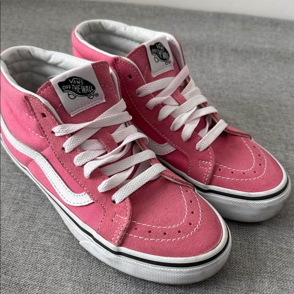 Vans Shoes - Vans Pink and White High-Top Sneakers